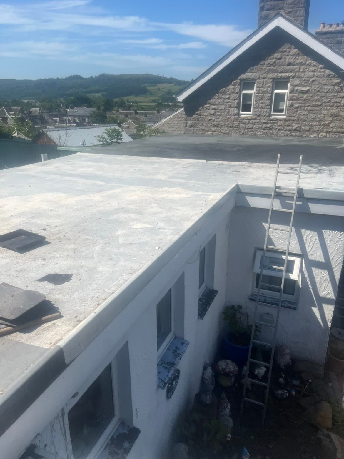 Completed roofing work